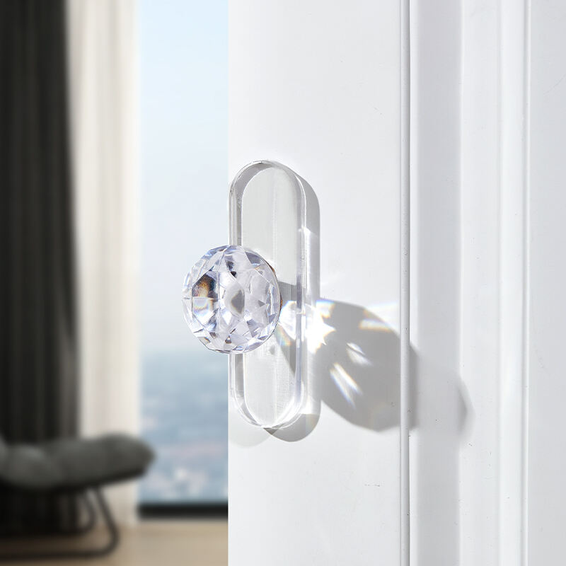 No-punch Clear Crystal Acrylic Diamond handle Furniture Drawer Cupboard Wardrobe Door knob novelty hook