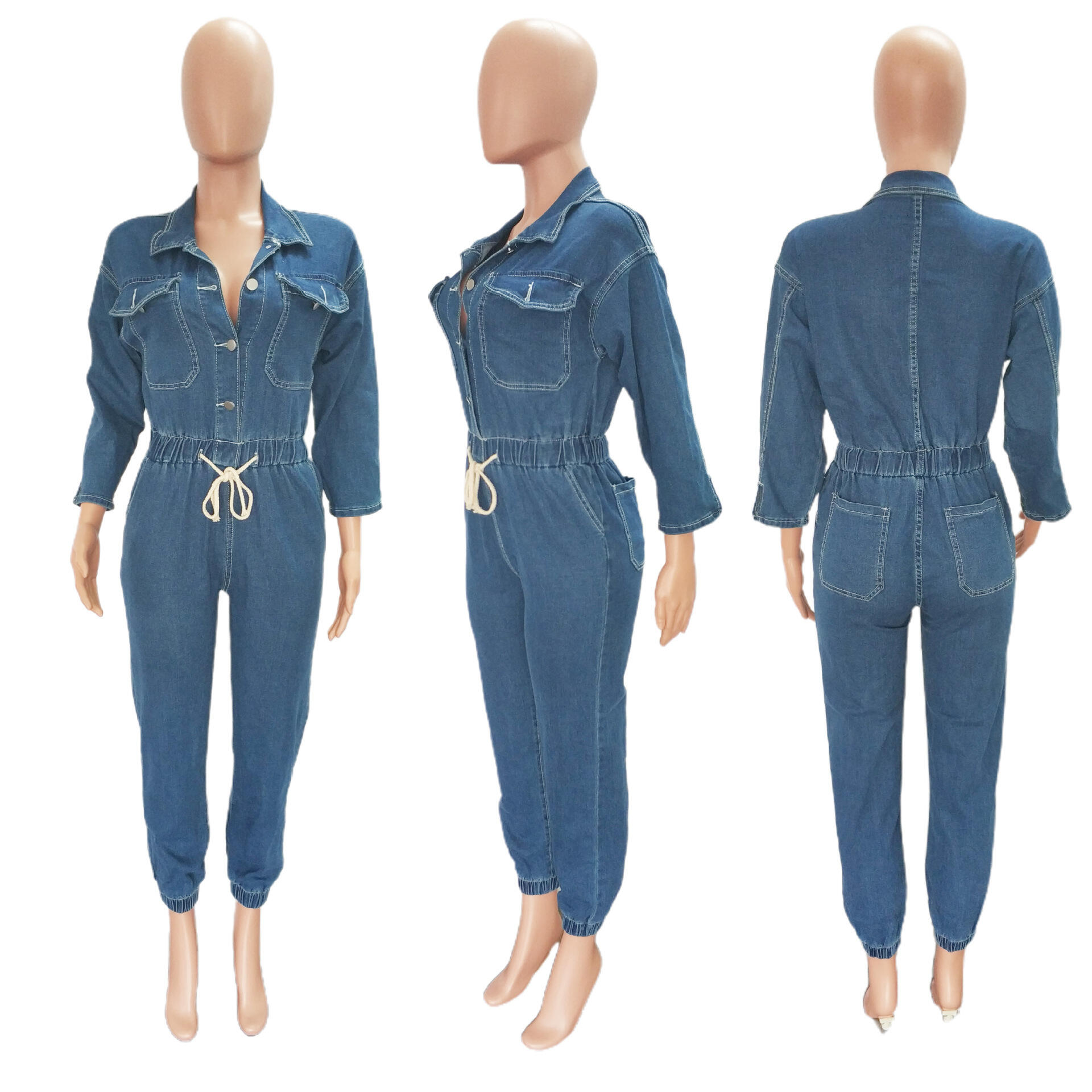 Hot Sale Plus Size 2023 One Piece Jumpsuit Loose Jeans Rompers Denim Outfits Wholesale Autumn Jeans Jumpsuit For Women Clothing manufacture