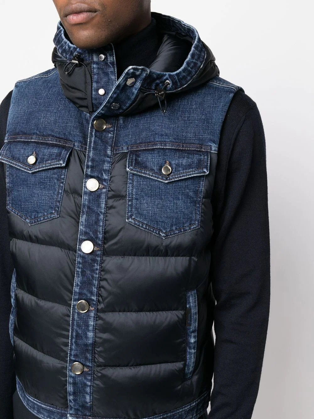High Quality Cotton Winter Button Waistcoat Sleeveless Jacket Black Quilted Down Waterproof Puffer Men's Vests supplier