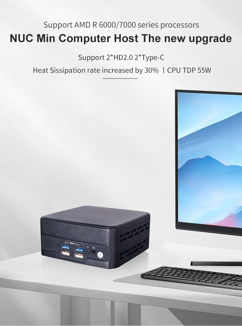 Piesia AMD Ryzen 6000/7000 Nuc Mini PC Intel 12th Gen 2*DDR5 64GB SSD Office Business X86 Linux Barebone Desktop MIni Computer Host manufacture