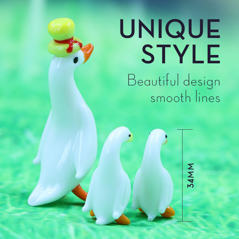 High Quality Creative Glass  Animal Figurine Mom  Baby Duck Desktop Accessories Collection details