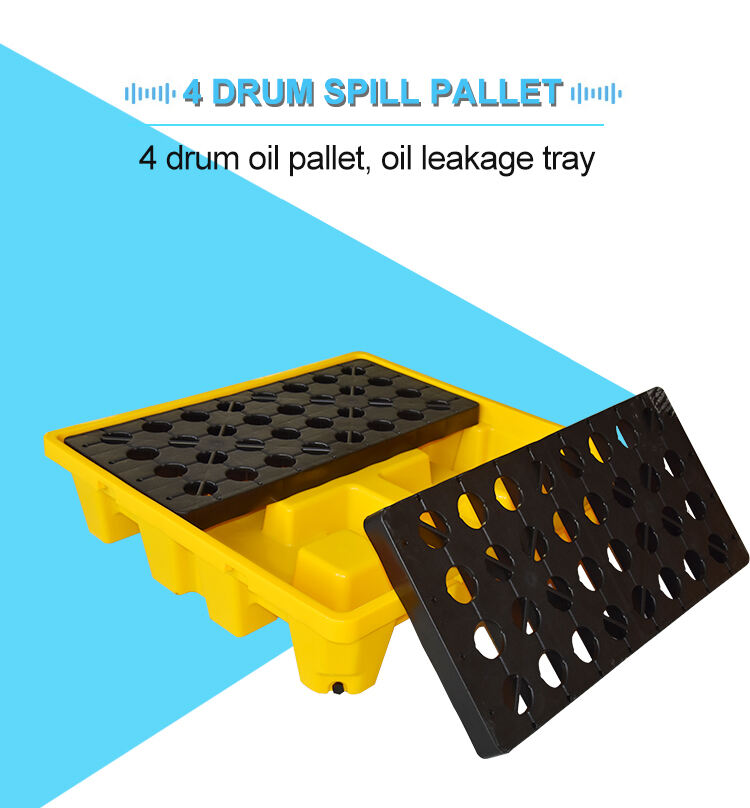4 drum  ibc oil drum spill containment plastic pallets with drain