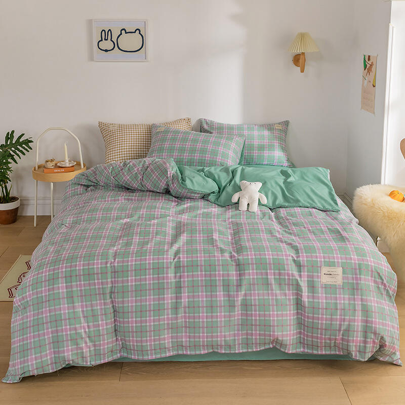 Simple modern 100% polyester bed cover fitted sheet bedding set bedsheet