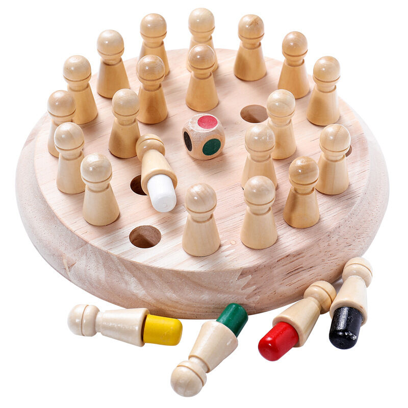 Montessori untuk Anak-anak Mainan Permainan Catur Stik Memori Warna Kayu untuk Anak-anak Hadiah Pendidikan Puzzle 3D Pembuatan Game Kasual Keluarga