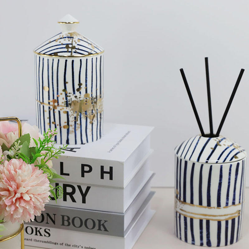 Luxury porcelain diffuser bottles perfume ceramic containers aroma reed diffuser sticks bottles wholesale jar with gift box factory