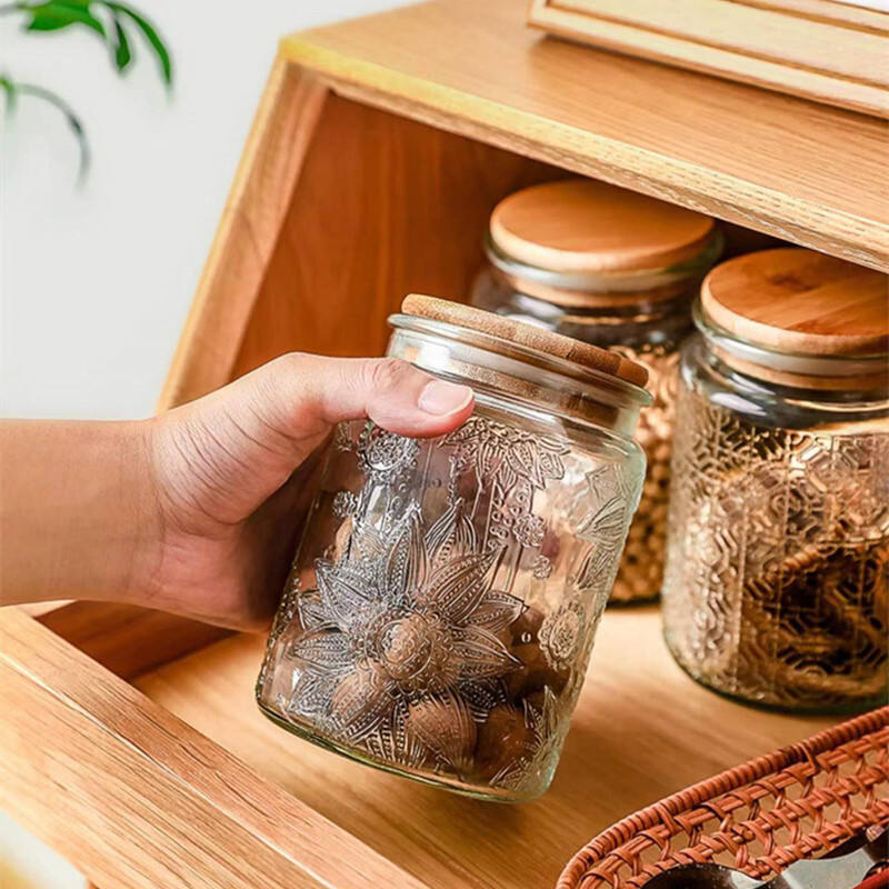 Transparent Relief Storage Jar