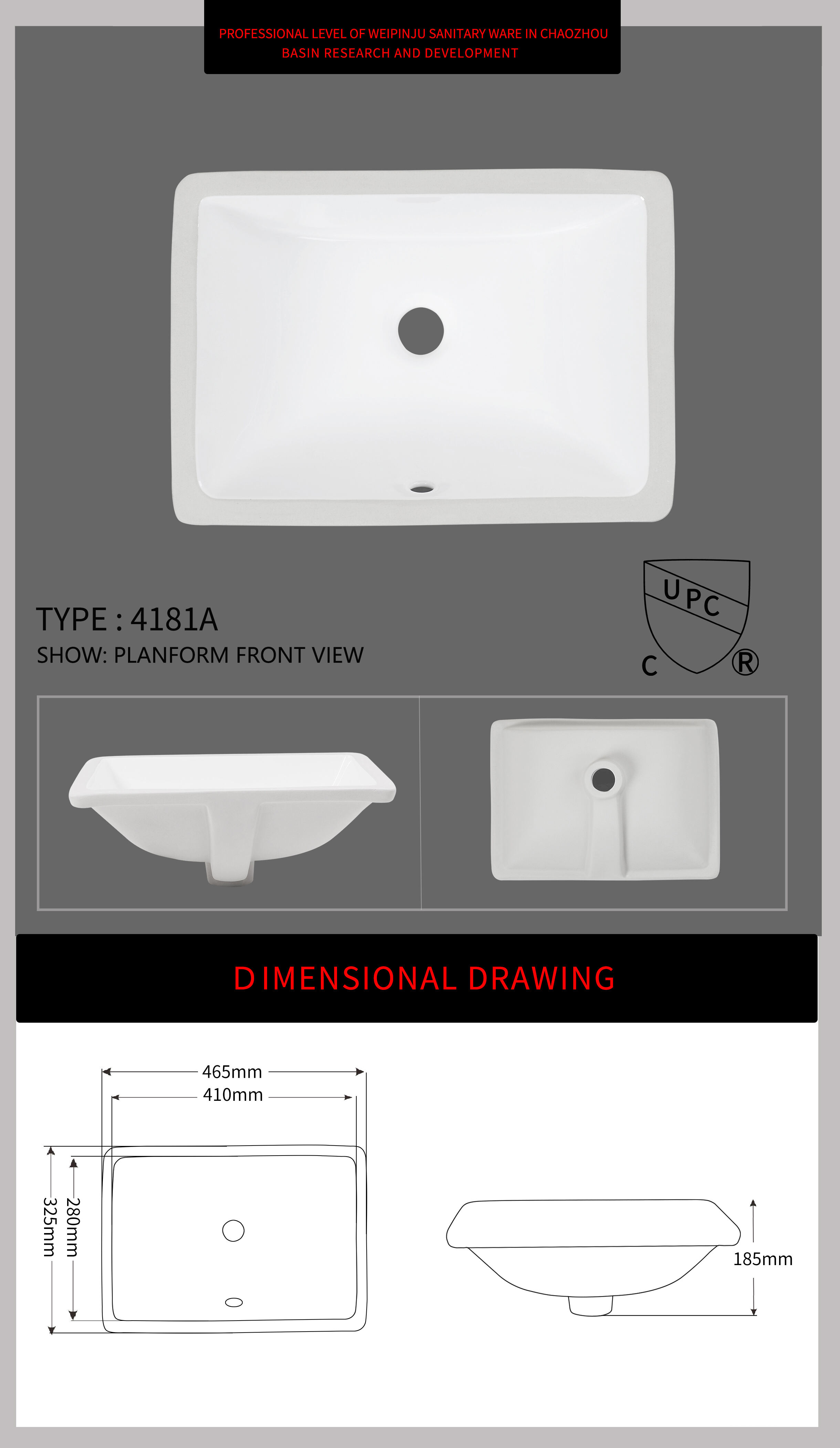 Oval Rectangular Shape Bathroom basin White Ceramic Under Counter Mounted CE CUPC Sink factory