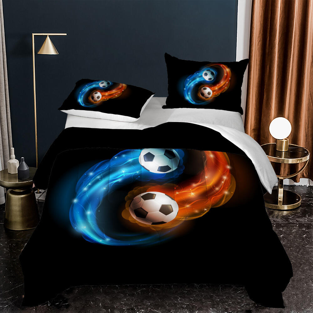 Custom football pattern 3d printed comforter bedding set designer sheet set king size factory