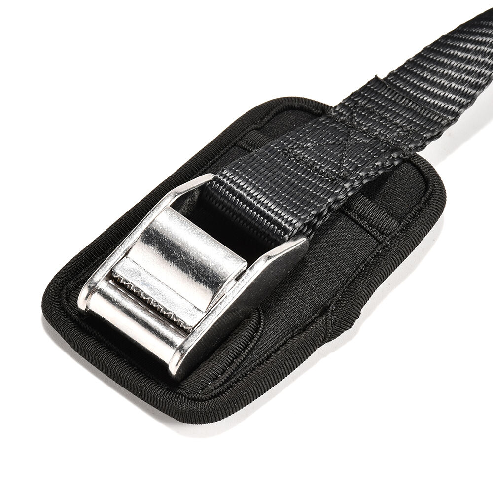 250mm 450kg stainless steel cam buckle webbing tie down strap with soft pad details