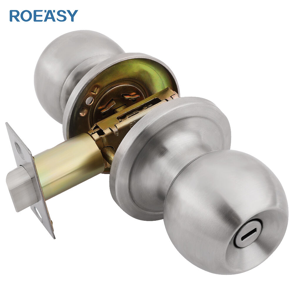 Roeasy T-587SS-BK privacy stainless steel tubular knob lock interior door lock knob bathroom locks