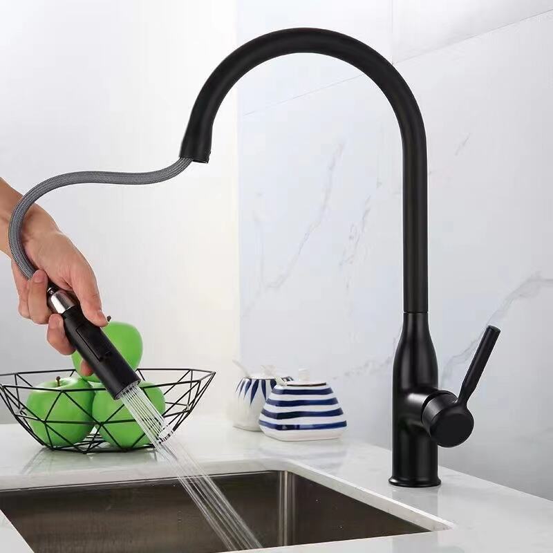 Modern Hot Healthy Sink Mixer Pull Down Brushed  Gun  Metal Kitchen Faucet Pull Mixer Sink Tap supplier