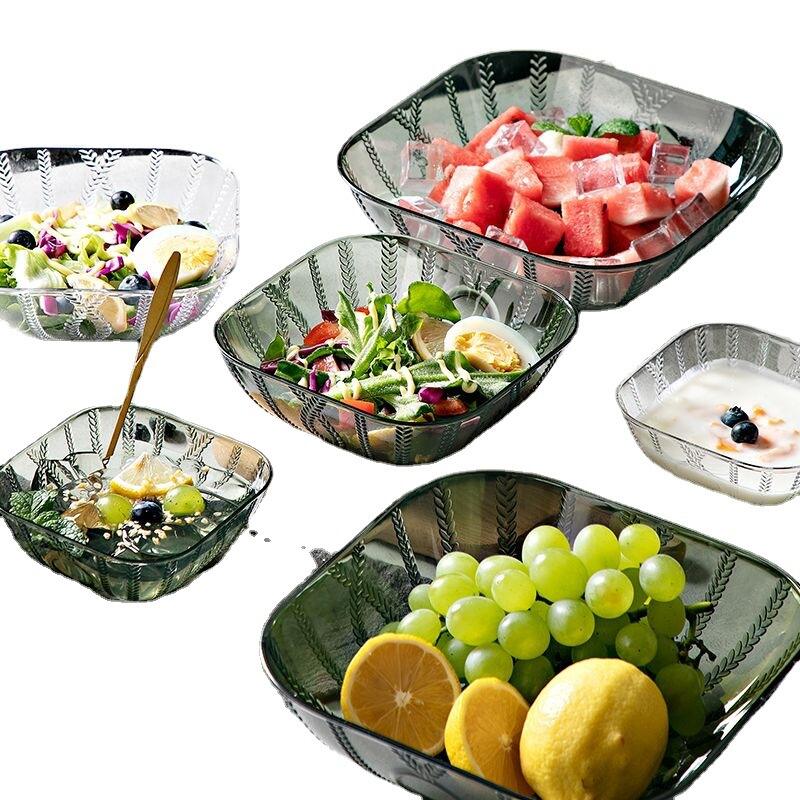 Transparent light luxury fruit plate fruit basin living room tea table salad bowl high-grade snack storage plate factory