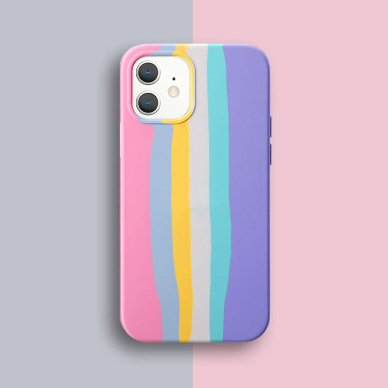 Laudtec Original Liquid Silicone Rainbow Case For iPhone All-inclusive Silicone Case iPhone 11 12 13 Pro Max