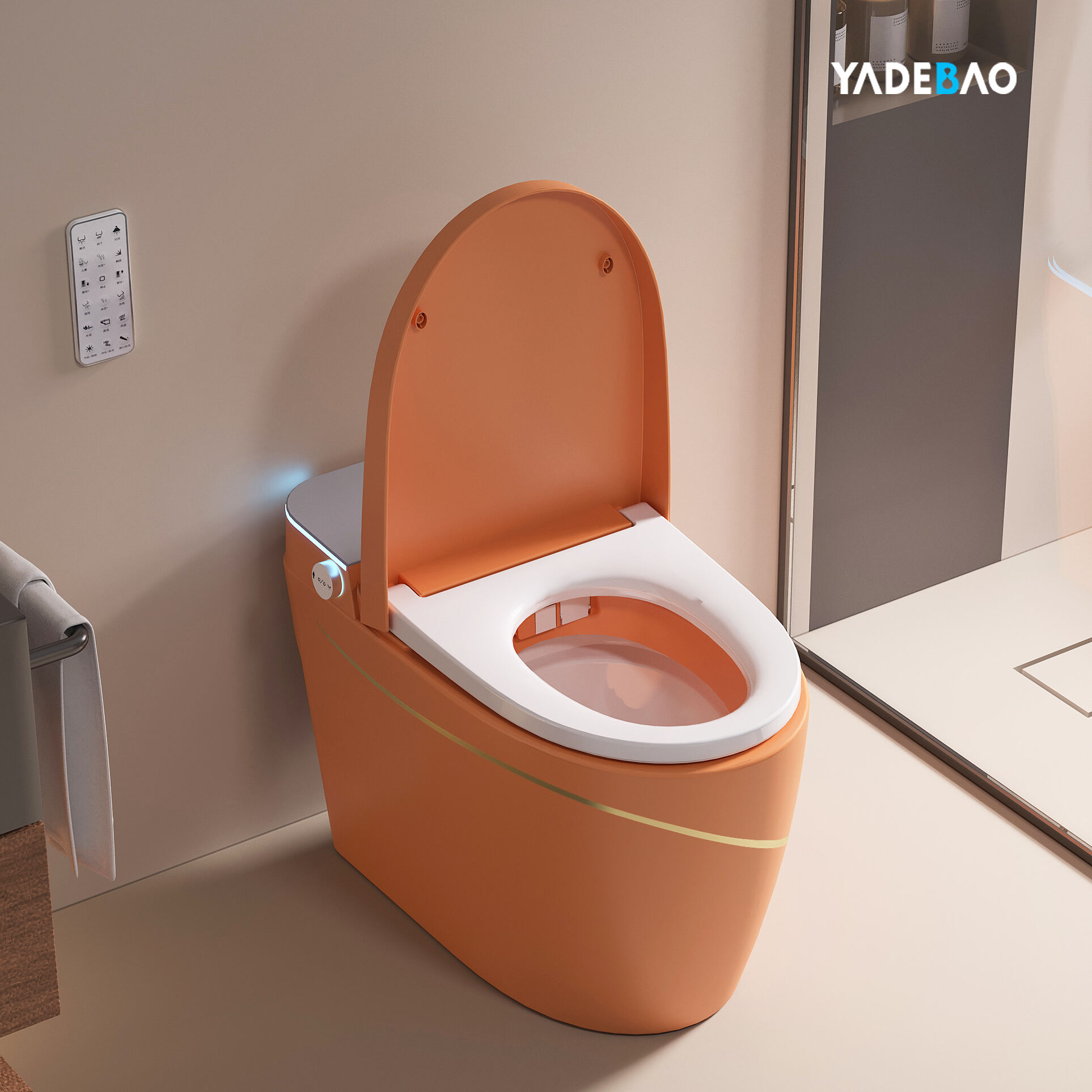 Auto Flush One Piece Intelligent Bidet Toilet Automatic Toilet Orange Gold Line Bathroom Commode Intelligent WC Smart Toilet manufacture