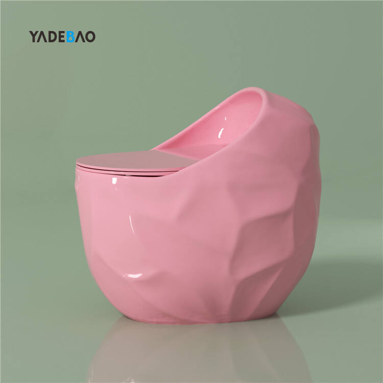 Hotel Bathroom Inodoro Sanitary Ware Wc Round Egg Shape Commode Toilet Bowl One Piece Ceramic Pink Color Toilet manufacture