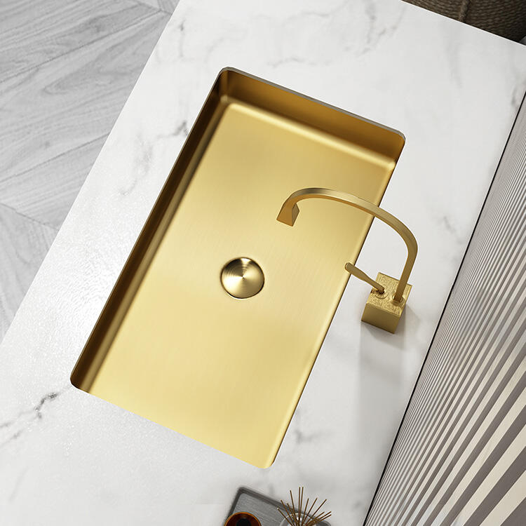 Factory Luxury Handmade Golden Sink Bathroom Stainless Steel SS304 Undermount Sinks Art Basins details