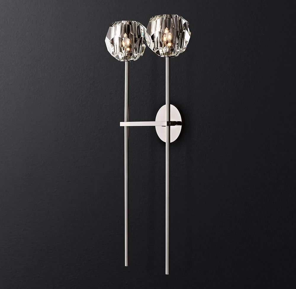 Living Room Background Villa Hotel Corridor Crystal Wall Light Copper Long Pole Bedroom Bedside Wall Lamp supplier