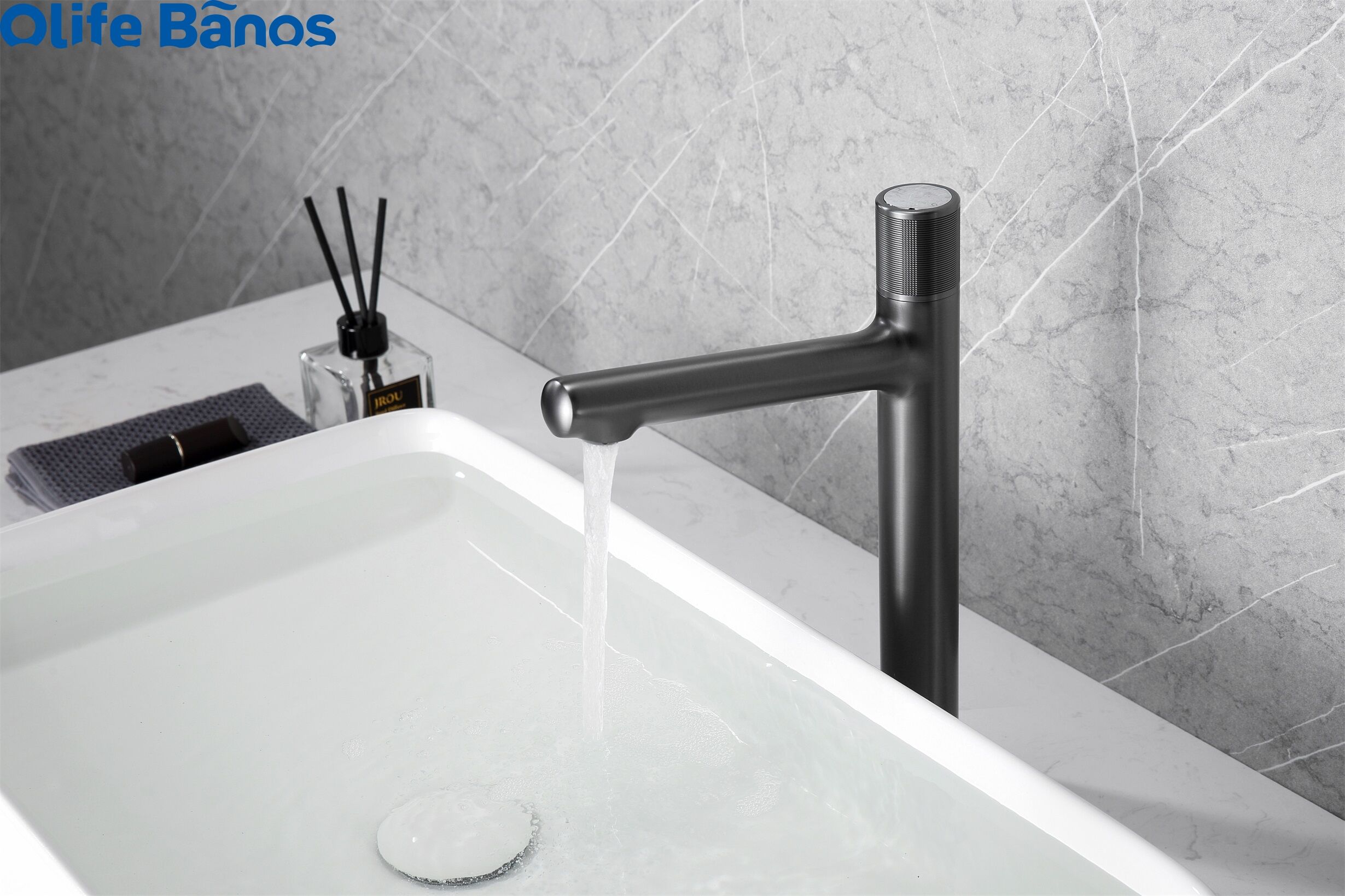 Olife Banos high end  Hot and cold high bathroom mixer black gunmetal brush brass basin faucet water tap for hotel apartment details