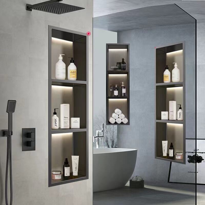 2023 New Design Shower Shelves Bathroom Accessories Shower Soap Niche Recessed Tile Wall Niche With LED details