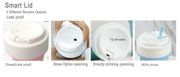 550ml Silicone Folding Coffee Mugs Cola Water Cup With Lid And Straw supplier