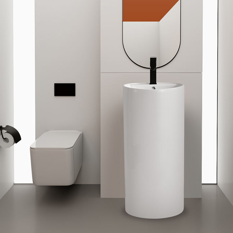 New Design Easy Clean Floor Mounted Pedestal Sink Customization Pattern Freestanding Basin details