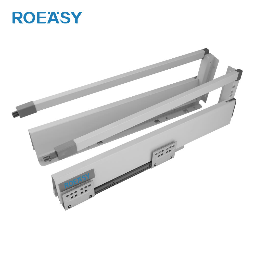 ROEASY TD-197B I GRAY SQUARE Full Extension Metal Drawer Tandem Boxes Slide for Furniture Fittings