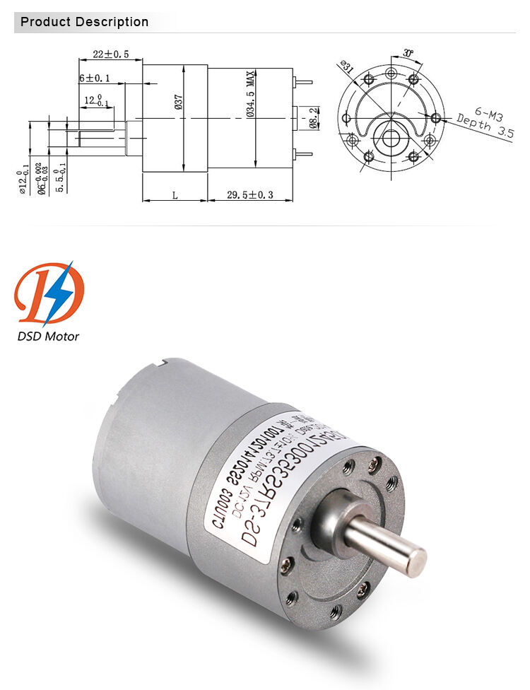 DSD Motor 24V 200RPM DC Geared Motor With 37mm Diameter High Torque for Money Counter manufacture