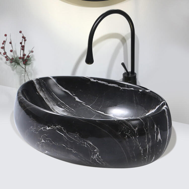 Bathroom Luxury Hotel Vanity Basin Porcelain Marble Look Ceramic Art Marble Wash Basin Countertop Vessel Sink details