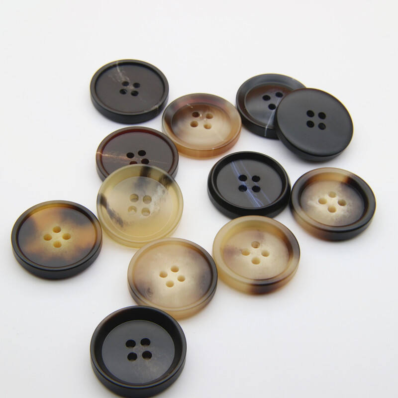 Laser logo 4 hole sewing polyester plastic resin button for jacket