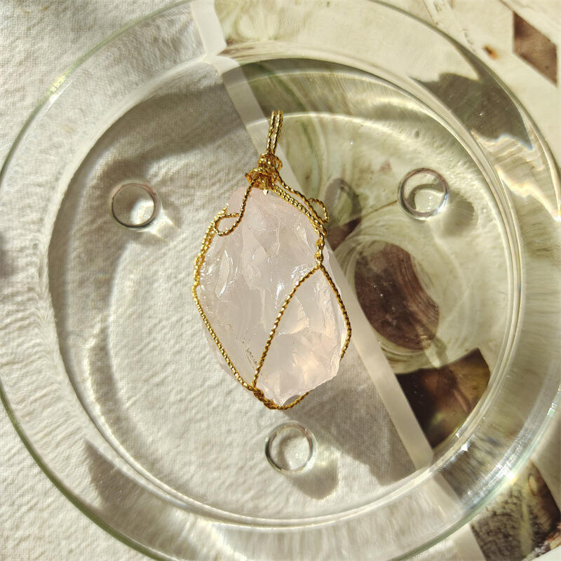 Natural Crystal Pendant Raw Crystal Stone Agate Amethyst Rough Rose Quartz Pendant manufacture