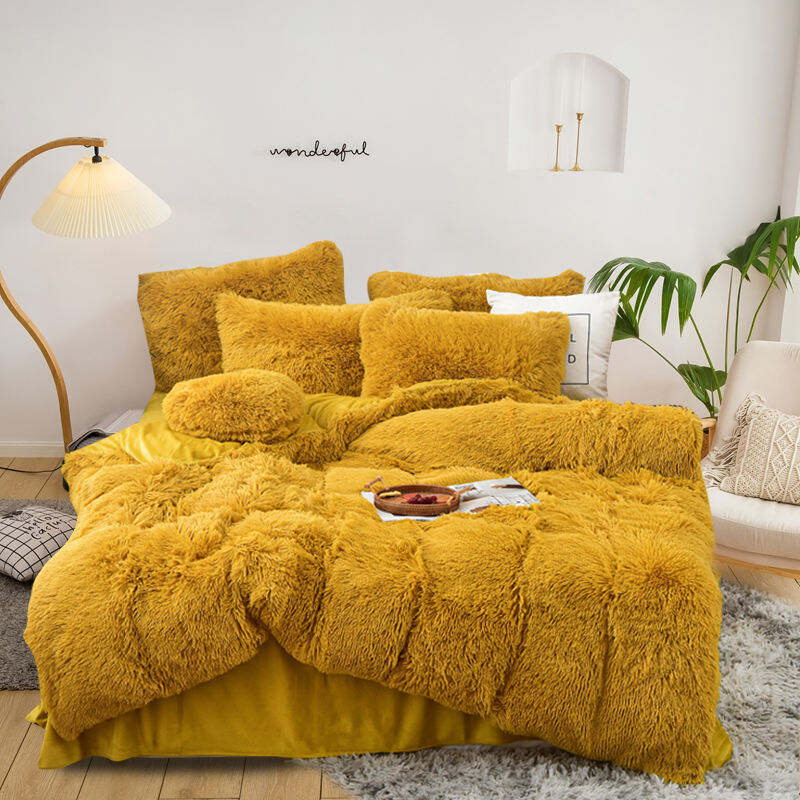 Luxury Plush Shaggy Velvet Fluffy Bed Comforter Set Bedding set factory