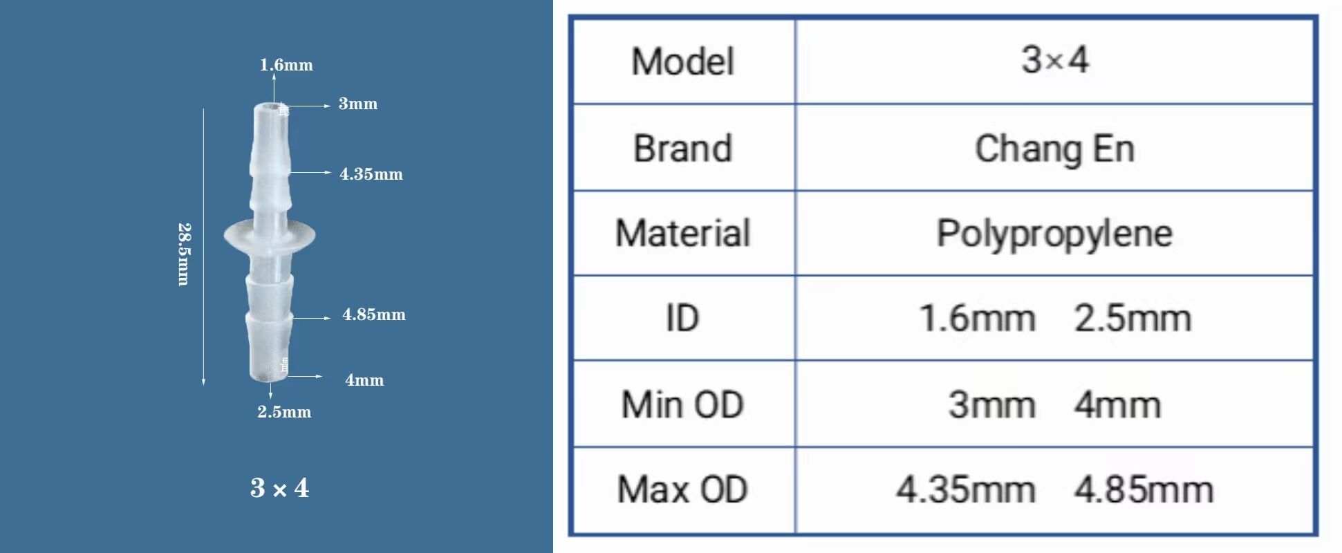 1/16-3/32inchesplastic PP straight through reducing joint for fish water tank manufacture