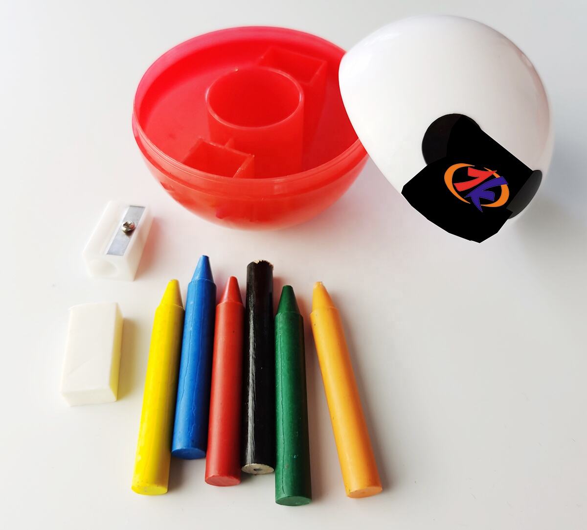 2024 new promotional toys plastic capsule stationery set with crayon eraser pencil sharpener educational toys details