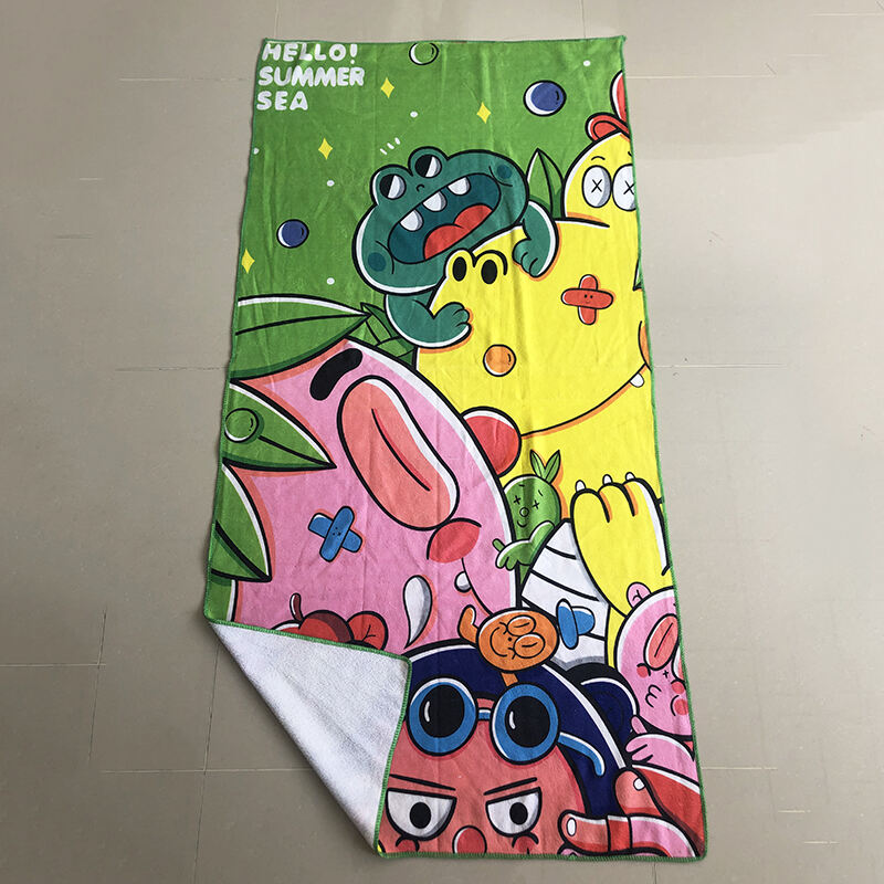 Cheap Wholesale Beach Promotion Logo Towel Reactive Printed Microfiber 70*140cm 250g Beach Towel details