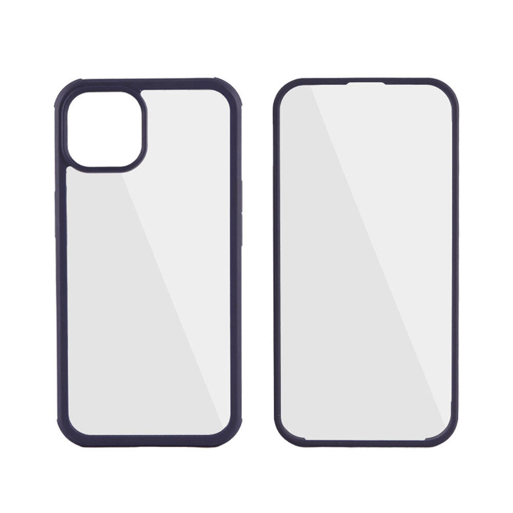 Funda de teléfono de cobertura completa 360 para iPhone 13, clara y transparente, personalizable, protección de lente de cámara con agujero de precisión, TPU y PC  