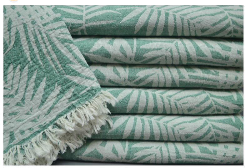 QK Palm Leaf Pattern Custom Logo Hamaman Turkish Beach Bath Towel Manufacturers OEM & ODM Supported Tropical Style supplier