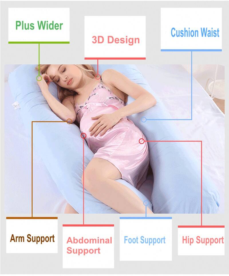 100% Cotton Body U Shape Maternity Pregnancy Side Sleeping Support Pillows for Pregnant Women manufacture