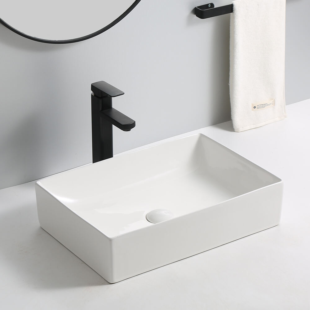 unique modern square marble ceramic sink counter top bathroom wash basin supplier