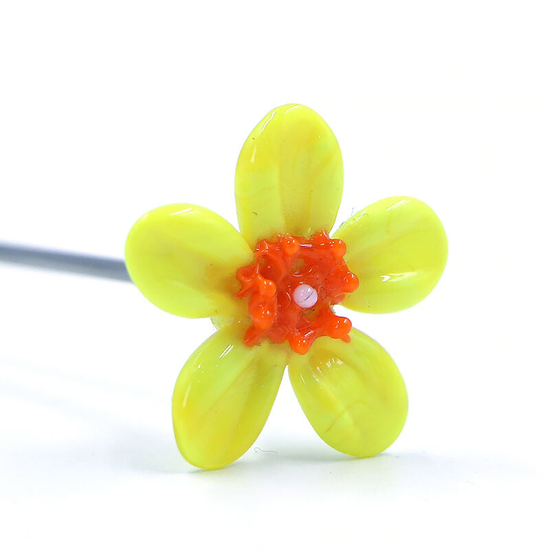 Garden Decorative Lampwork Handmade Glass Flower Animal Figurine With Metal Stake manufacture