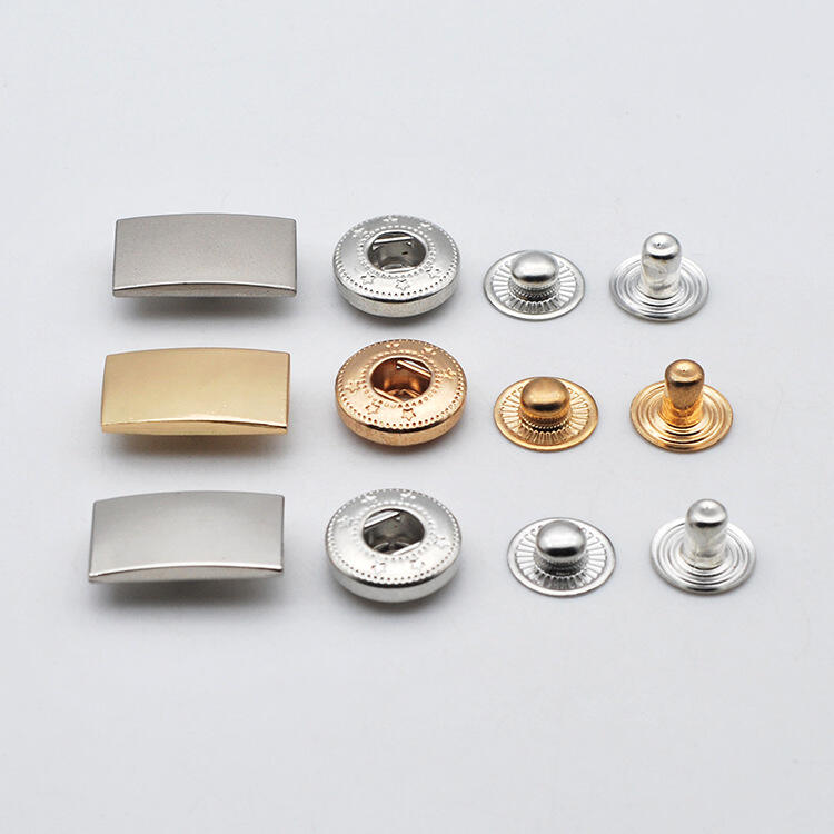 4 parts brass metal rectangle snap fastener button