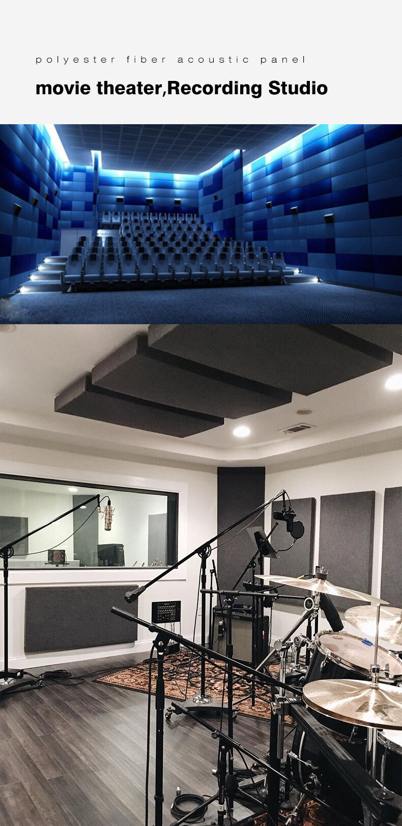 9mm 12mm Soundproof 100% Recycle PET Polyester Felt Acoustic Wall Panel for Studio Gym Cinema manufacture