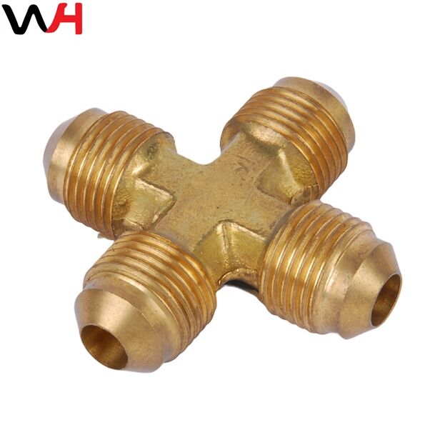 China factory  high quality CNC Machining Metals Brass Flare Pipe Fittings Cross  fitting factory