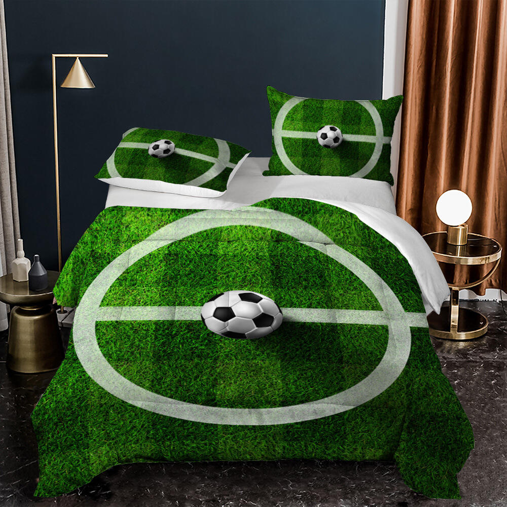 Custom football pattern 3d printed comforter bedding set designer sheet set king size manufacture