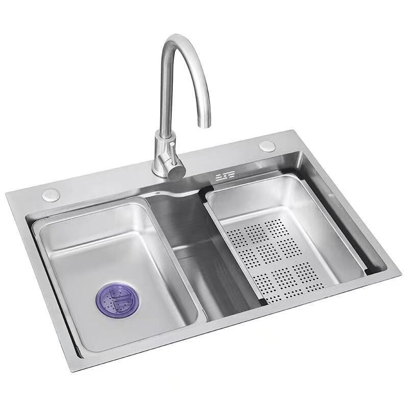 SS Silver color  Kitchen Stainless Steel Sink Single Bowl Kitchen Sink With Draw Out Faucet factory