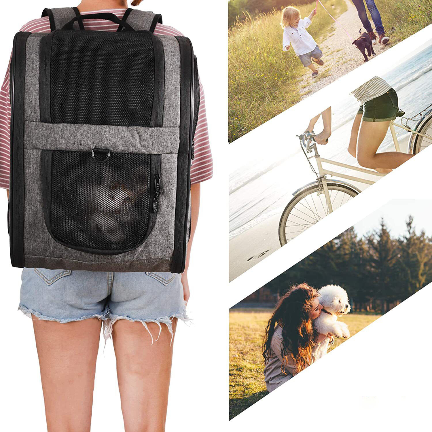 Breathable Outdoor Cat Carrier Travelling Cat Backpack Pet Carrier Travel Backpack Mga detalye ng bag