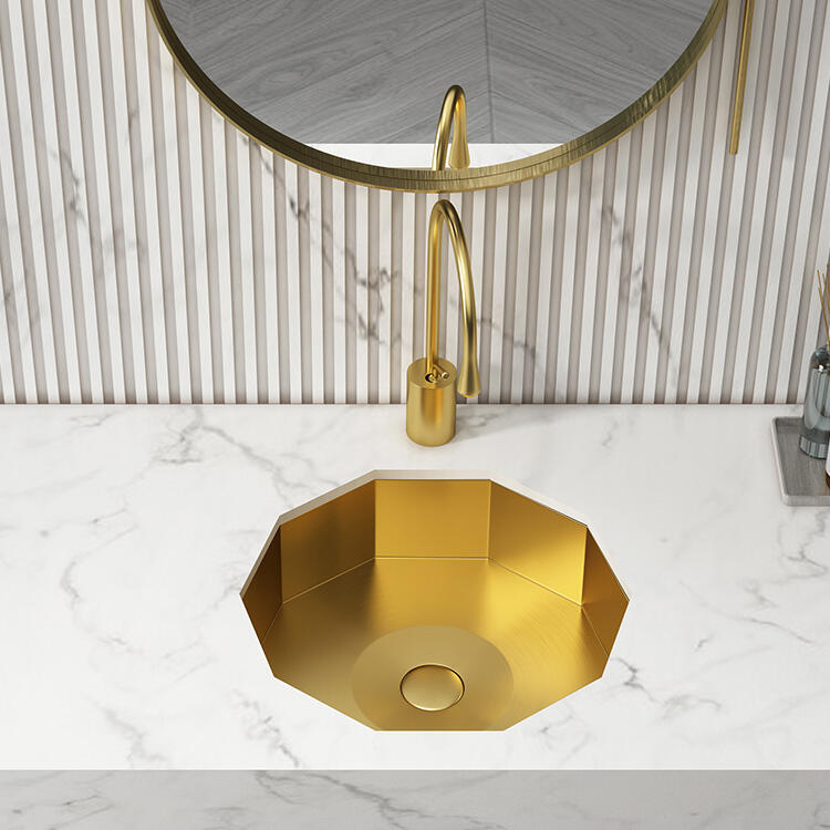 Luxury Golden Sink Bathroom Stainless Steel SS304 Undermount Sinks Wash Basins for Hotel details