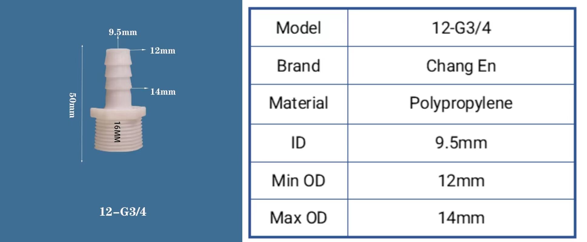 G1/2 Threaded English Screw Plastic PP Male Pagoda Quick Connect Fitting Polypropylene Straight Connector details