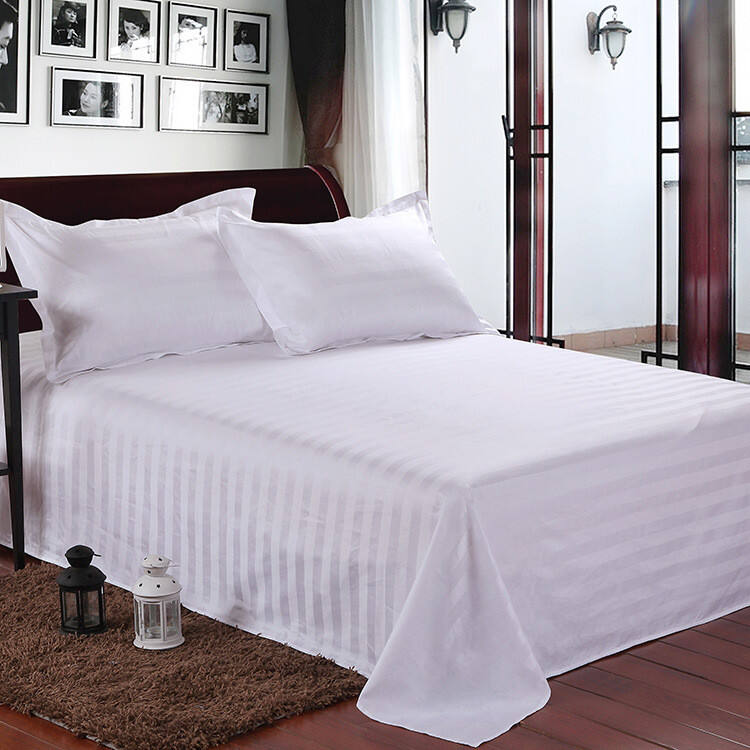 3cm Stripe Hotel Hospital Bed Sheets Soft Breathable White 100% Cotton Woven 40 Plain Machine Washable or Hand Wash 130 * 70 factory