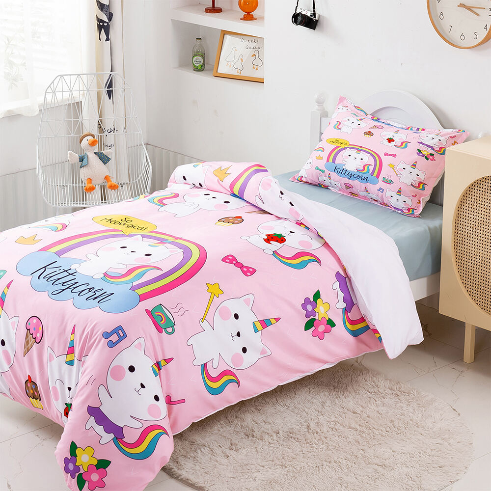 Kids 3d print cartoon custom bedding set girl bed set luxury for children manufacture