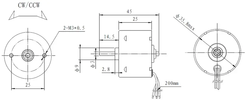 DSD-37RSBL3625 Low Speed Long Life DC Brushless Gear Motor CE RoHS Approved details